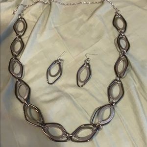 Silver necklace and earrings